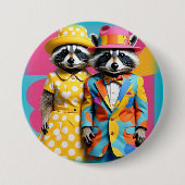 Kleurrijke 1960's mod raccoons ronde button 7,6 cm (Voorkant)