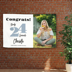 Kleurrijke 2024 Blauwe Gefeliciteerd Afgestudeerde Spandoek