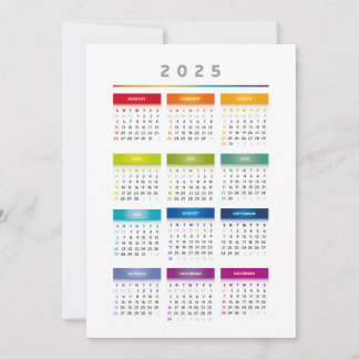 Kleurrijke 2025 Agenda - Regenboog Kleuren 3 Kolom Kaart