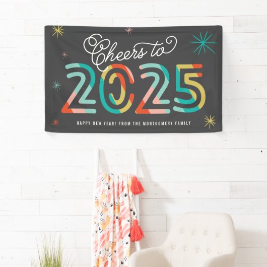 Kleurrijke 2025 oudejaarsavond moderne feestdag spandoek (Insitu)