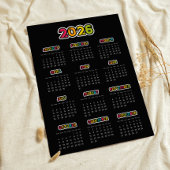 Kleurrijke 2025 Zwarte kalender Poster