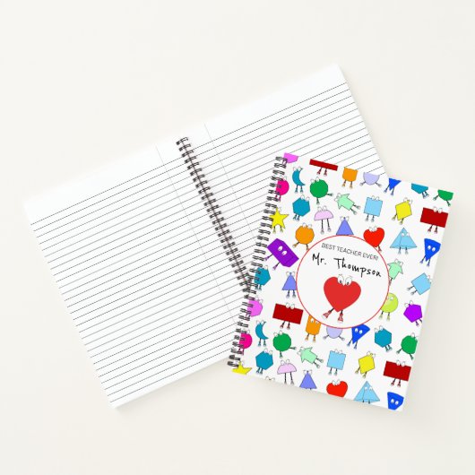 Kleurrijke 2D- en 3D-meetkundige vormen Onderwijze Notitieboek (Binnen)