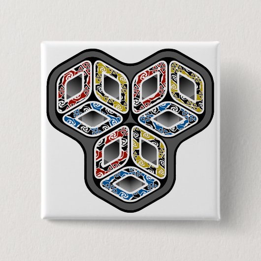 Kleurrijke 3-D kubussen Vierkante Button 5,1 Cm (Voorkant)