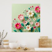Kleurrijke 3D bloemen Poster (Keuken)