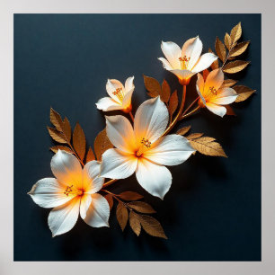 Kleurrijke 3D-bloemen Poster