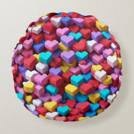 Kleurrijke 3D Hearts patroon Sierkussen Rond Kussen