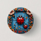 Kleurrijke 3d lieveheersbeestje ronde button 3,2 cm (Voorkant)