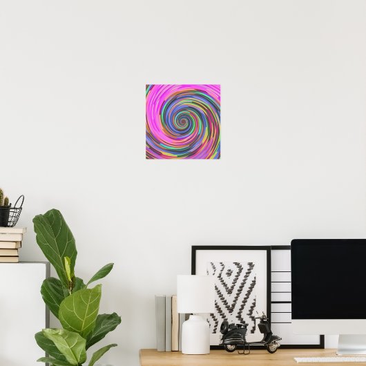 Kleurrijke 3d-spiraaldraai vortex abstracte achter poster (Thuiskantoor)