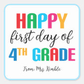 Kleurrijke 4e klas School Sticker (vierkant) (Voorkant)