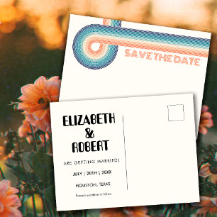  kleurrijke 70's Theme Retro Wedding Save the Briefkaart
