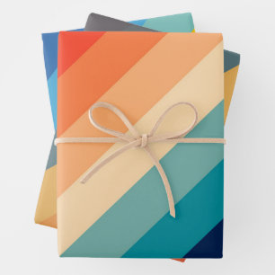 Kleurrijke 80s Retro Stripes Inpakpapier Vel