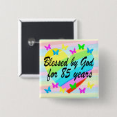 KLEURRIJKE 85E VERJAARDAG GEBED BUTTON (Voorkant /achterkant)