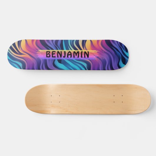 Kleurrijke 90s Wave Pattern Skateboard (Horizontaal)