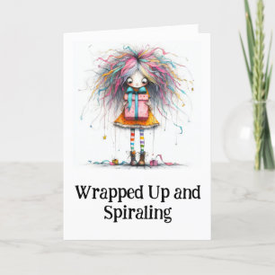 ** Kleurrijke 9 AP97 Whimsical Christmas Girl Gift Bedankkaart