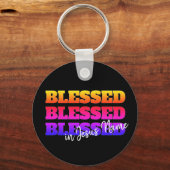Kleurrijke aangepaste BLESSED Sleutelhanger (Voorkant)