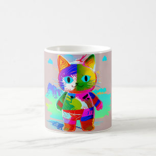 Kleurrijke Aanpassen Abstracte Pop Art Cool Cat Koffiemok