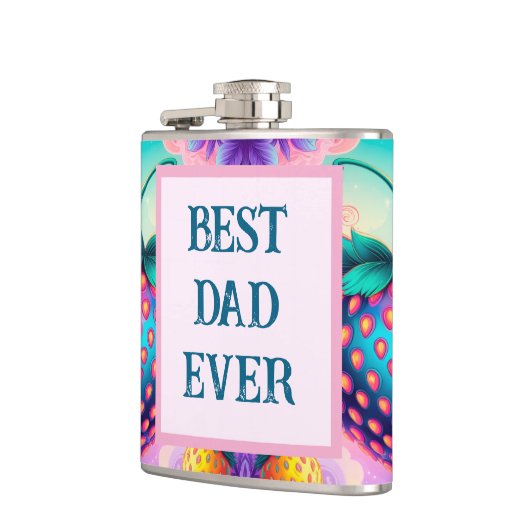 Kleurrijke aardbei met beste vader ooit heupfles (Links)