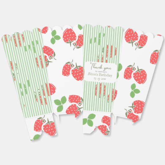 Kleurrijke aardbeien en groene strepen Verjaardag Bedankdoosjes (Ongevouwen)