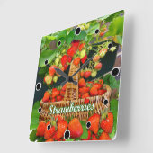 Kleurrijke aardbeitijd vierkante klok (Hoek)