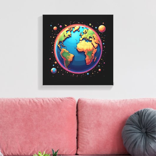 Kleurrijke aarde in de ruimte Canvas Wall Art (Insitu (Woonkamer))