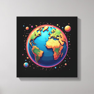 Kleurrijke aarde in de ruimte Canvas Wall Art Afdruk