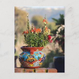 Kleurrijke aardewerk met bloemen [stille levensduu briefkaart