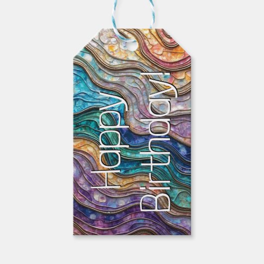 Kleurrijke Abalone Rippled Waves Custom Gift Label Cadeaulabel (Voorkant)