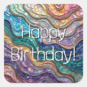 Kleurrijke Abalone Rippled Waves Vierkante Sticker (Voorkant)