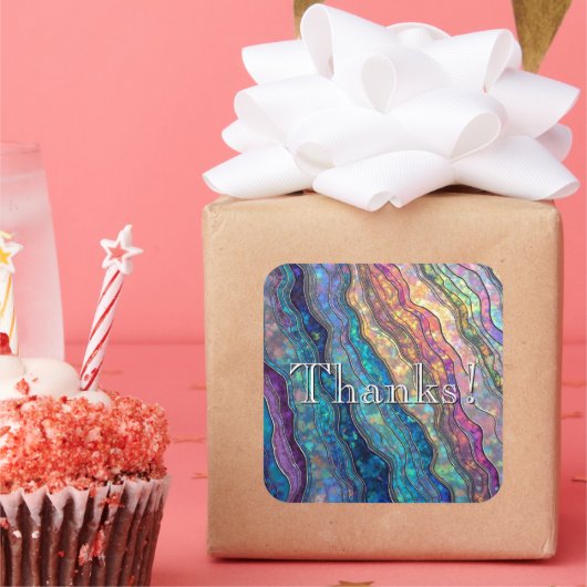 Kleurrijke Abalone Ripples Custom Vierkante Sticker (Feest)