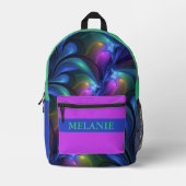 Kleurrijke Abstract Blauw Roze Groene Fractal Naam Bedrukte Rugzak (Voorkant)