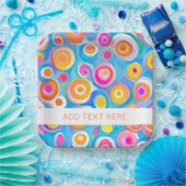 Kleurrijke Abstract Circles Art Artist EIGEN TEKST Papieren Bordje (Feest)