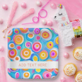 Kleurrijke Abstract Circles Art Artist EIGEN TEKST Papieren Bordje (Feest)