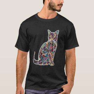 Kleurrijke Abstract Gebrandschilderde Mozaïekgeome T-shirt