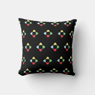 Kleurrijke Abstract Geometrisch Patroon op Zwart Kussen