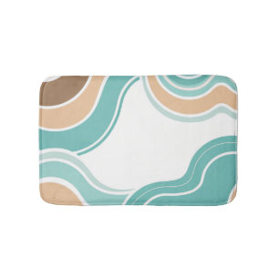 Kleurrijke abstract golvend blauw sinaasappel brui badmat