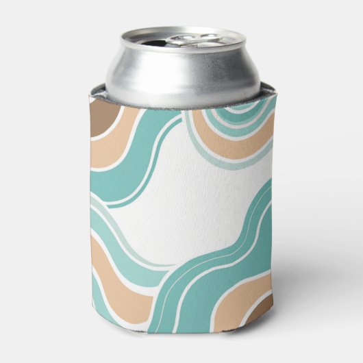 Kleurrijke abstract golvend blauw sinaasappel brui blikjeskoeler (Blikje Voorkant)