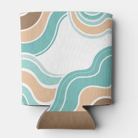 Kleurrijke abstract golvend blauw sinaasappel brui blikjeskoeler (Achterkant)