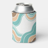 Kleurrijke abstract golvend blauw sinaasappel brui blikjeskoeler (Blikje Achterkant)
