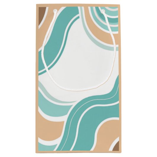 Kleurrijke abstract golvend blauw sinaasappel brui klein cadeauzakje (Achterkant)