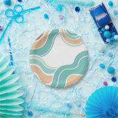 Kleurrijke abstract golvend blauw sinaasappel brui papieren bordje (Feest)