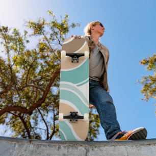 Kleurrijke abstract golvend blauw sinaasappel brui skateboard