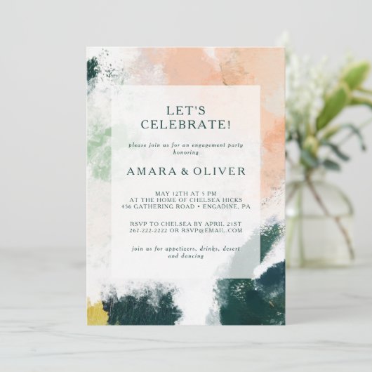 Kleurrijke Abstract Laten we de uitnodiging vieren (Staand voorkant)