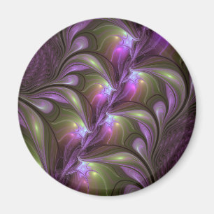 Kleurrijke Abstract Paarse Khaki Fractale Kunst Magneet