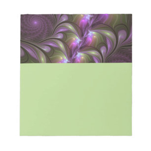 Kleurrijke Abstract Paarse Khaki Fractale Kunst Notitieblok