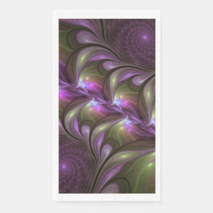 Kleurrijke Abstract Paarse Khaki Fractale Kunst Servet