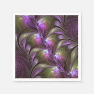 Kleurrijke Abstract Paarse Khaki Fractale Kunst Servet