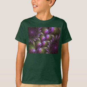 Kleurrijke Abstract Paarse Khaki Fractale Kunst T-shirt