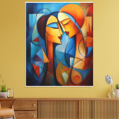 Kleurrijke Abstract Schilderen Paar canvas muur Ar Afdruk (Insitu (Woonkamer))