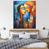 Kleurrijke Abstract Schilderen Paar canvas muur Ar Afdruk (Insitu (Slaapkamer))
