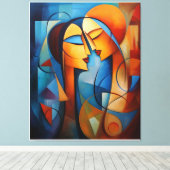 Kleurrijke Abstract Schilderen Paar canvas muur Ar Afdruk (Insitu (Houten vloer))